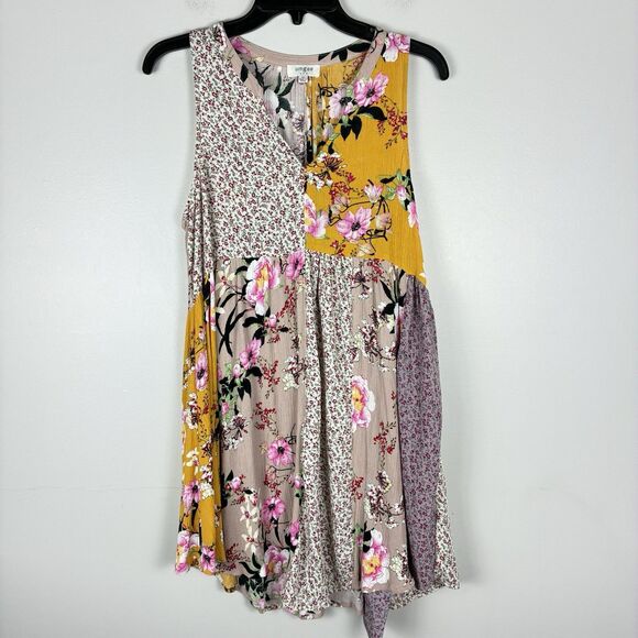 UMGEE Tops - Umgee Tunic Swing Top Dress Womens Sz M Mixed Print Boho Hippie Cottagecore